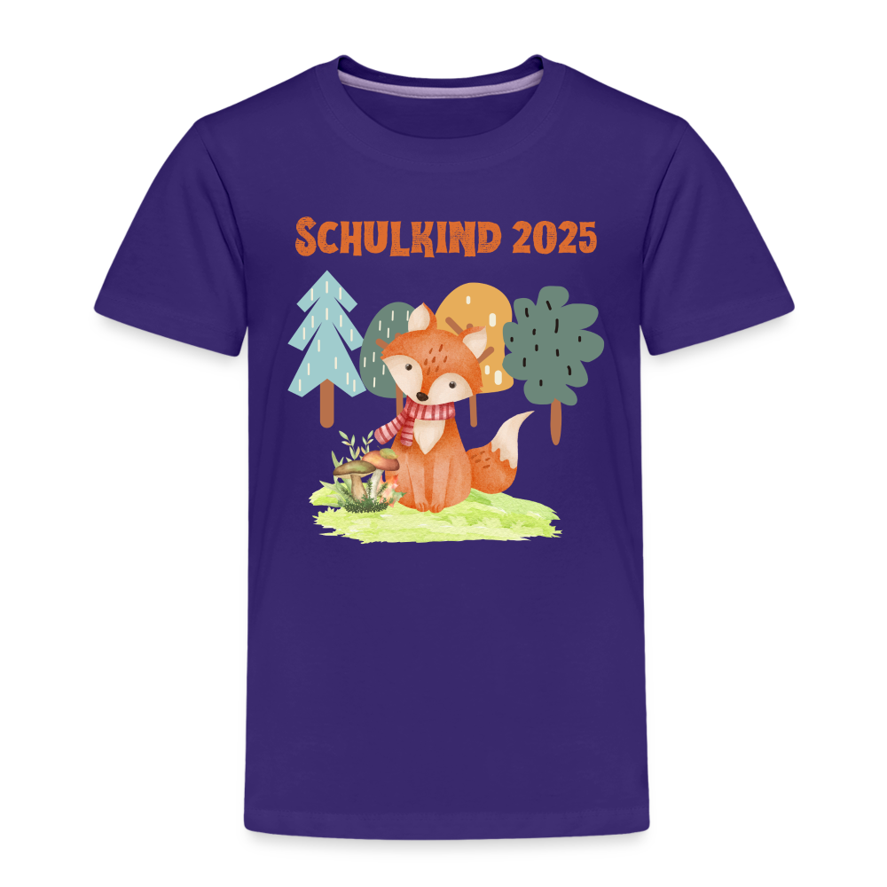 Kinder Premium T-Shirt - Schulkind2025 Fuchs - Lila