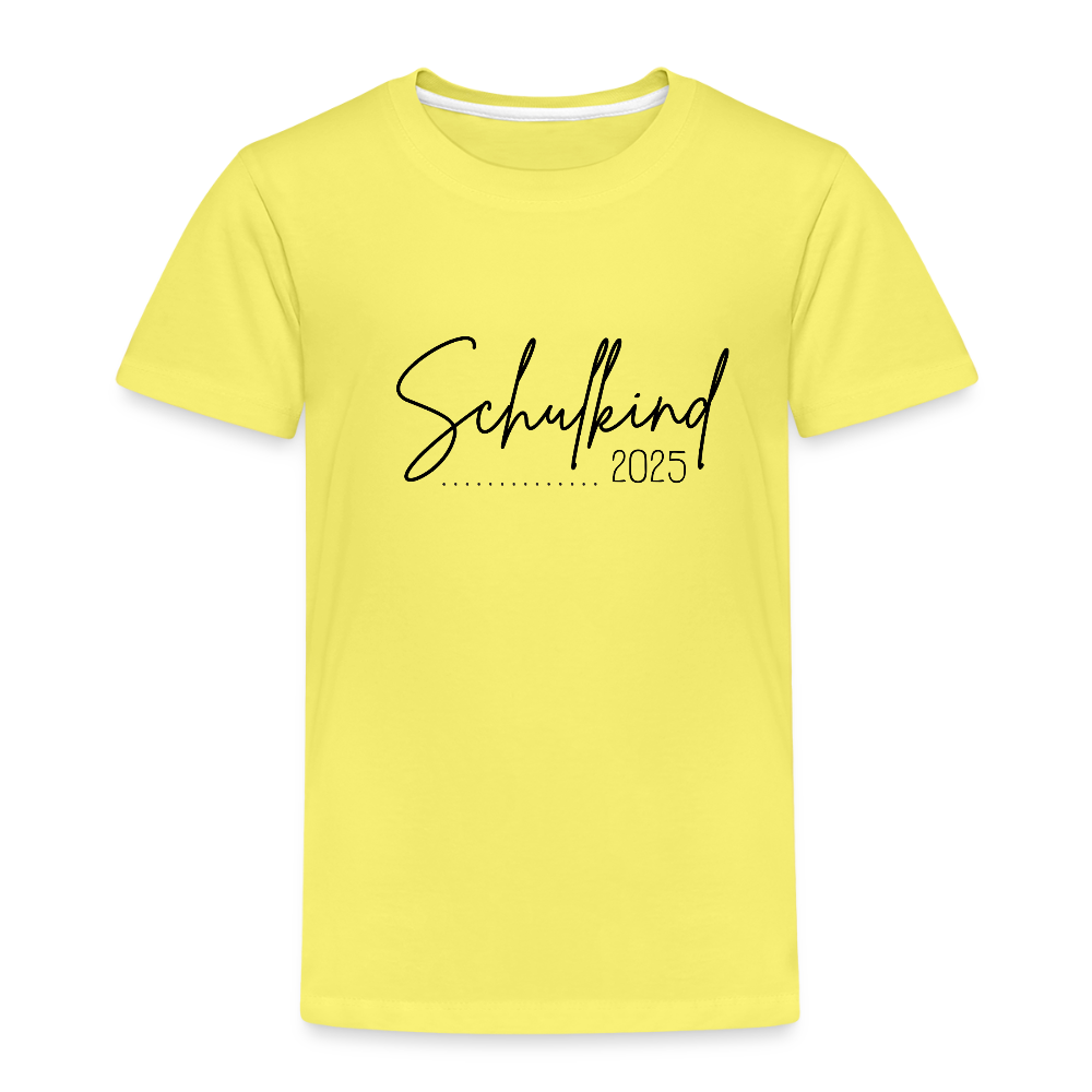 Kinder Premium T-Shirt - Schulkind 2025 Schrift - Gelb