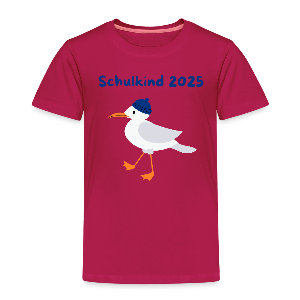 Kinder Premium T-Shirt - Schulkind2025 Möwe - dunkles Pink