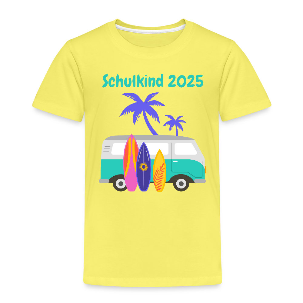 Kinder Premium T-Shirt - Schulkind 2025 Camper - Gelb