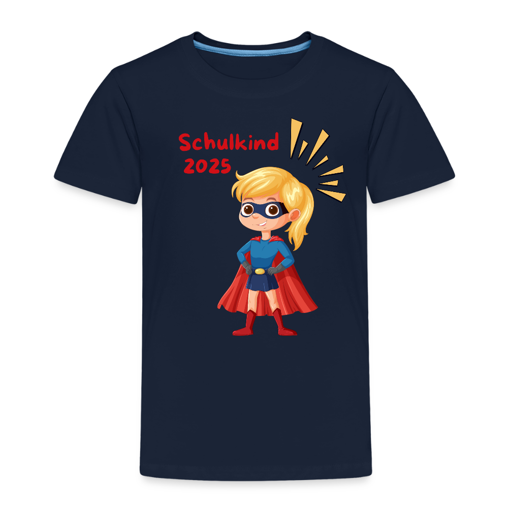 Kinder Premium T-Shirt - Schulkind 2025 Supergirl - Navy