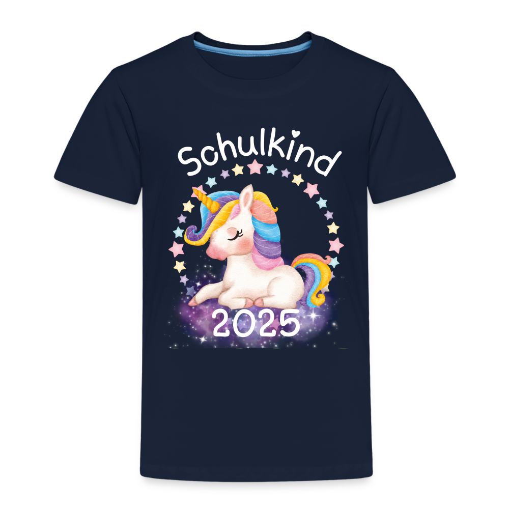 Kinder Premium T-Shirt - Schulkind 2025 Einhorn - Navy