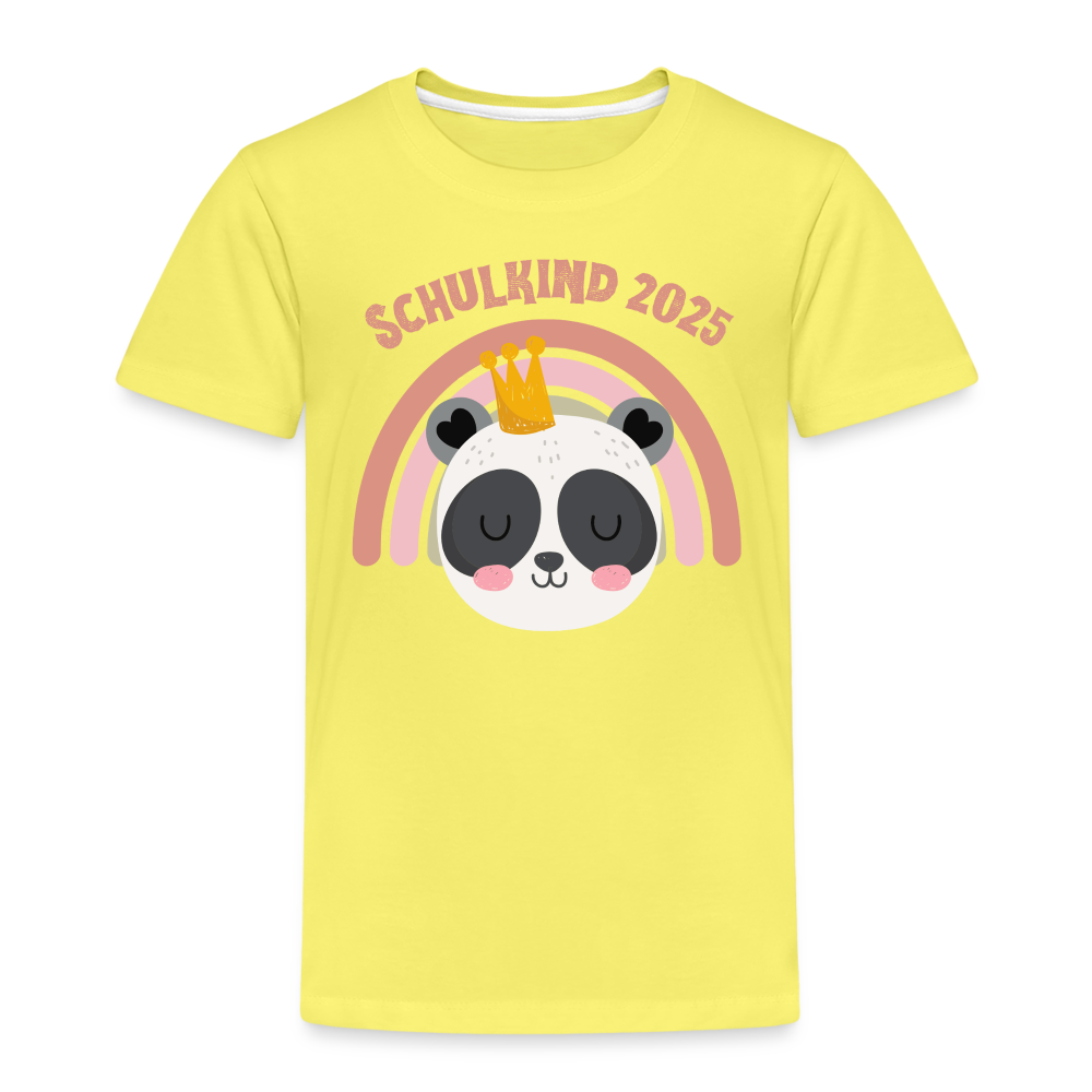Kinder Premium T-Shirt - Schulkind 2025 Panda Prinzessin - Gelb