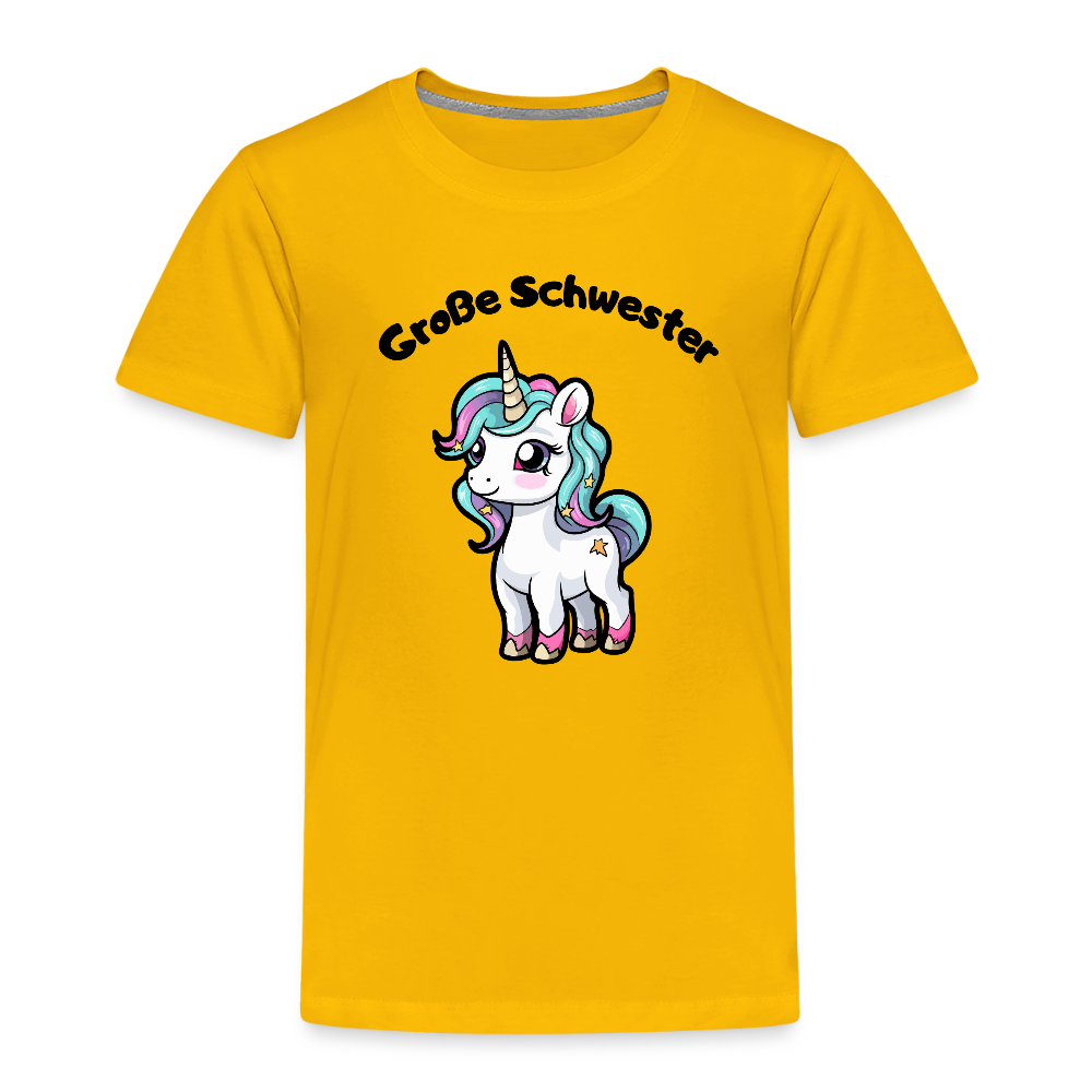 Kinder Premium T-Shirt - Große Schwester Einhorn - Sonnengelb
