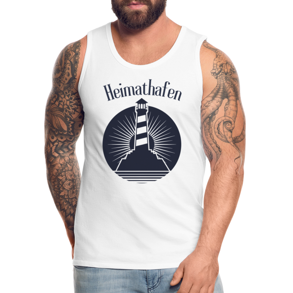 Männer Premium Tank Top - Heimathafen Leuchtturm - weiß