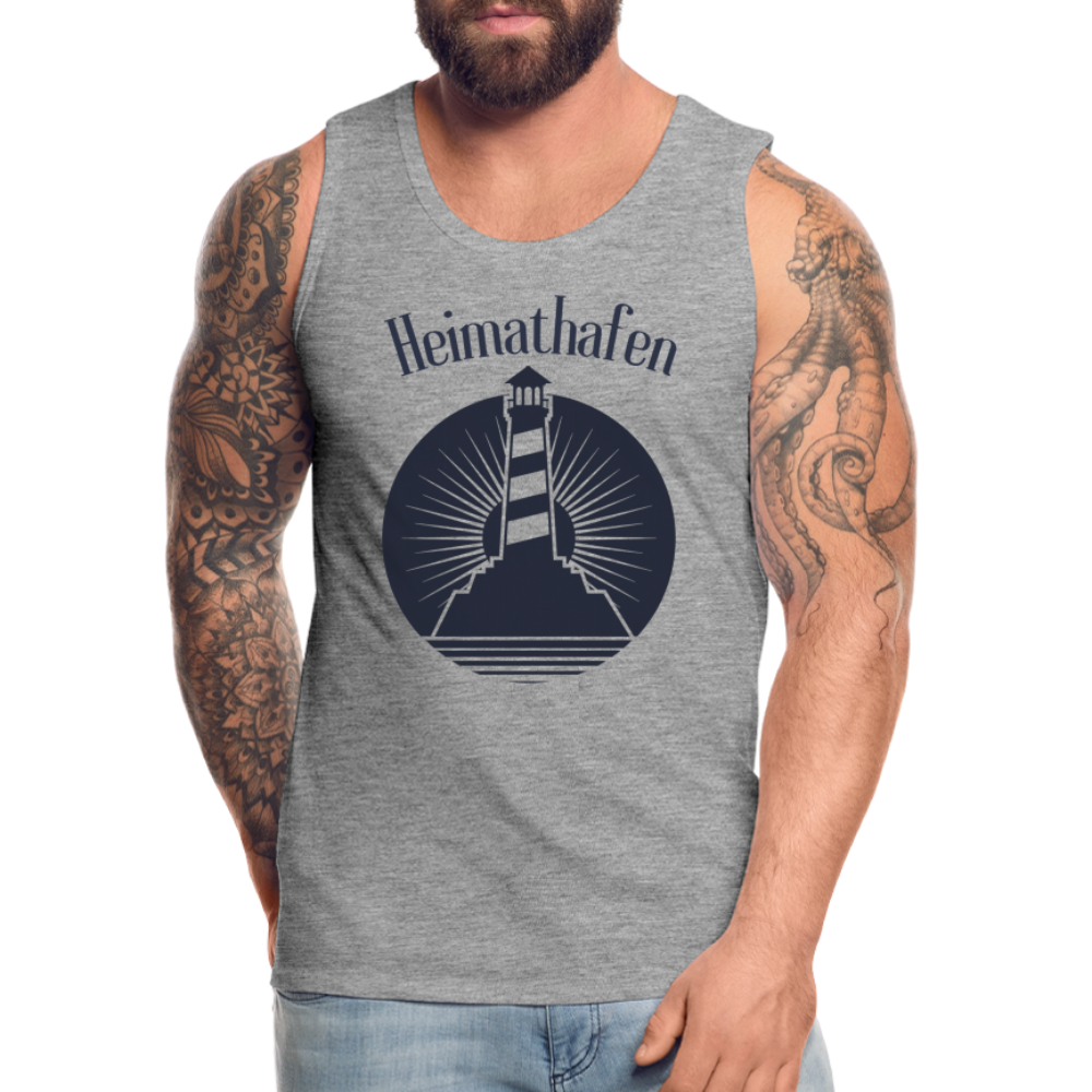 Männer Premium Tank Top - Heimathafen Leuchtturm - Grau meliert