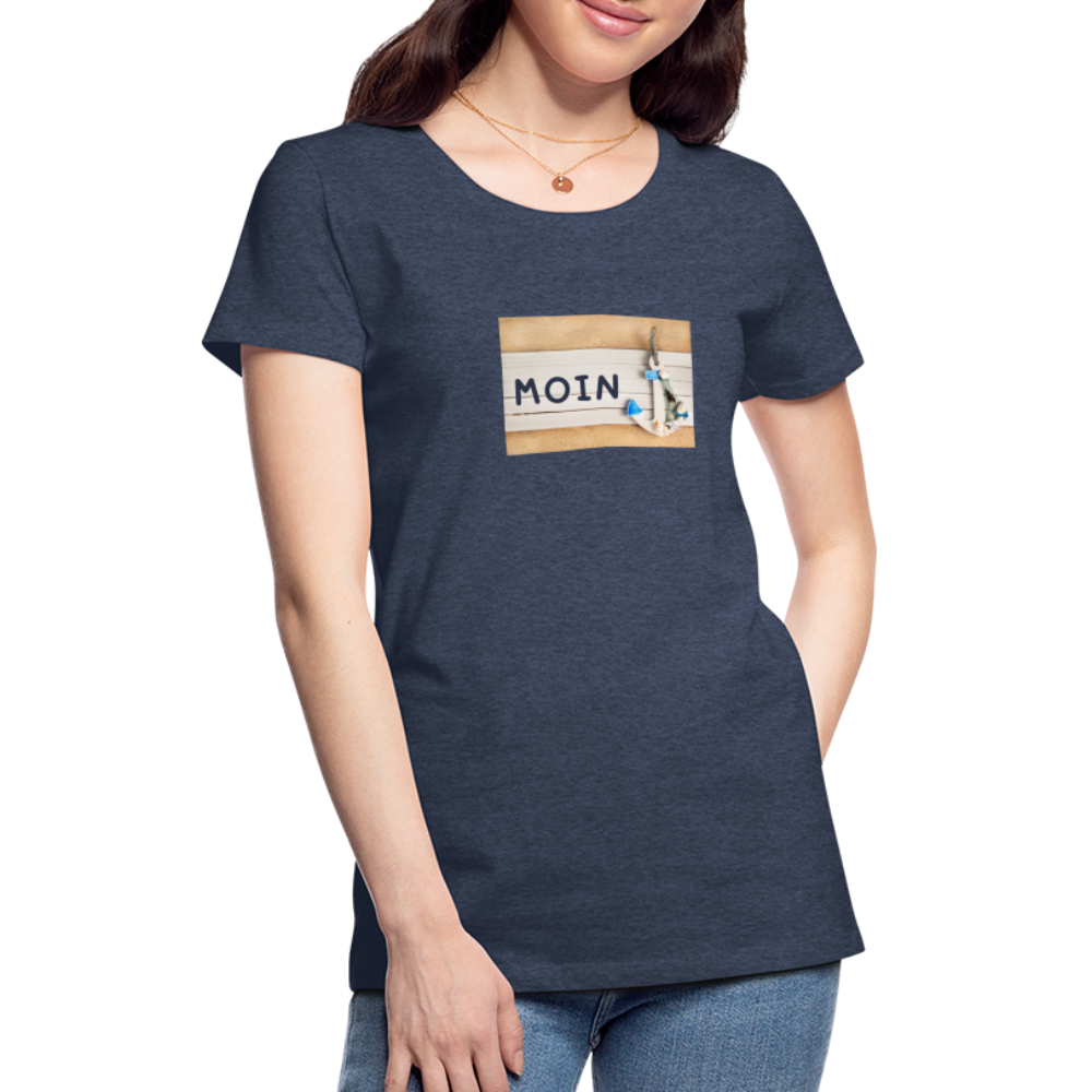 Frauen Premium T-Shirt - Moin Anker - Blau meliert