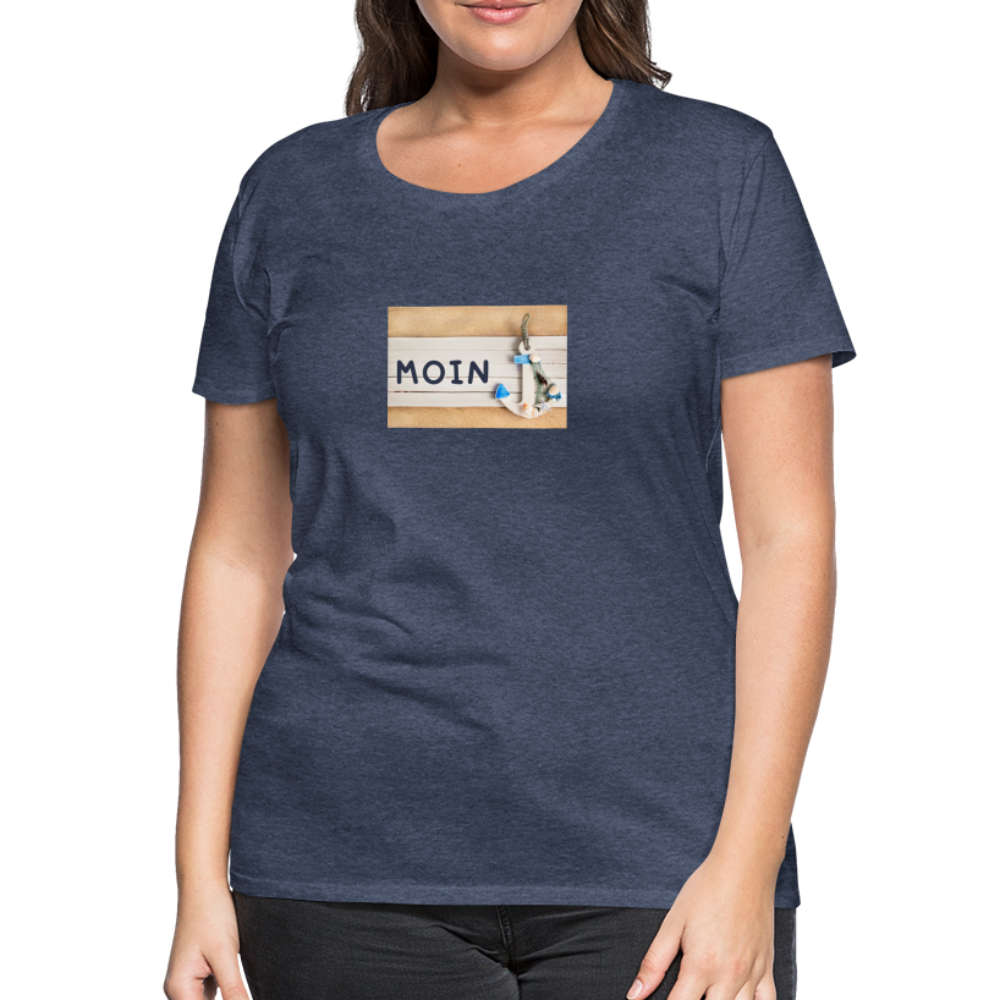 Frauen Premium T-Shirt - Moin Anker - Blau meliert