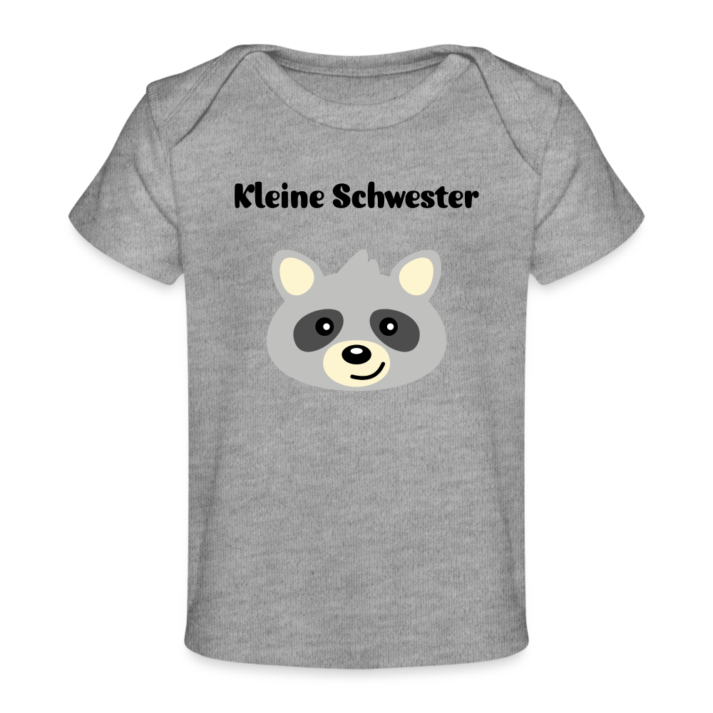Baby Bio-T-Shirt - Kleine Schwester Waschbär - Grau meliert