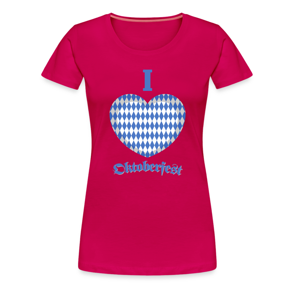 Frauen Premium T-Shirt - I love Oktoberfest - dunkles Pink