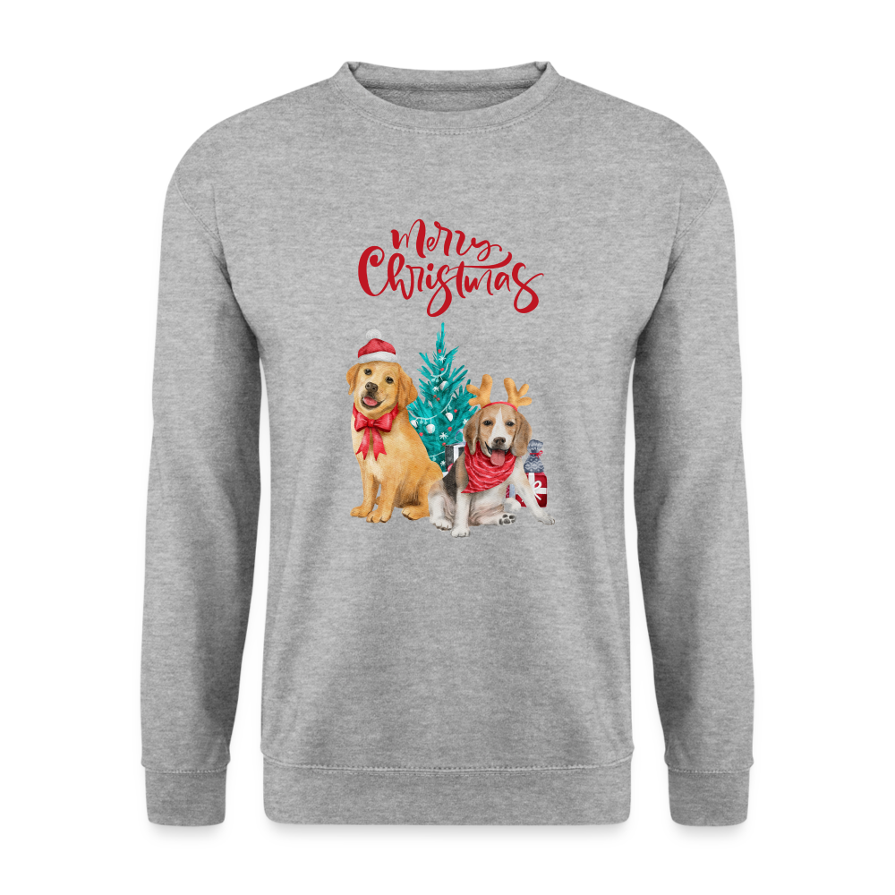 Unisex Pullover - Christmas Dogs - Weißgrau meliert