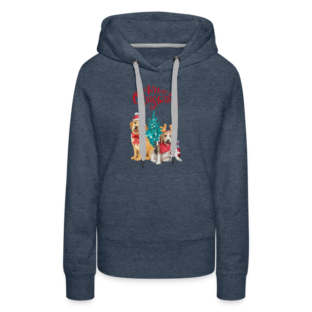 Frauen Premium Hoodie - Christmas Dogs - Jeansblau