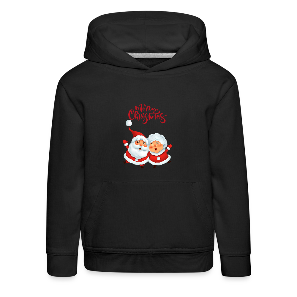 Kinder Premium Hoodie - Santa & Mrs Clause - Schwarz