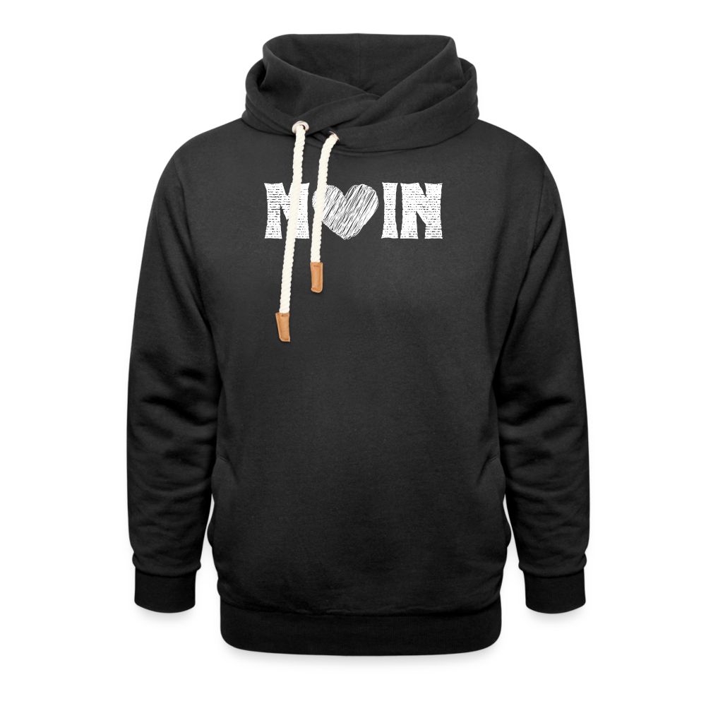 Unisex Schalkragen Hoodie - Moin mit Herz (weiß) - Schwarz