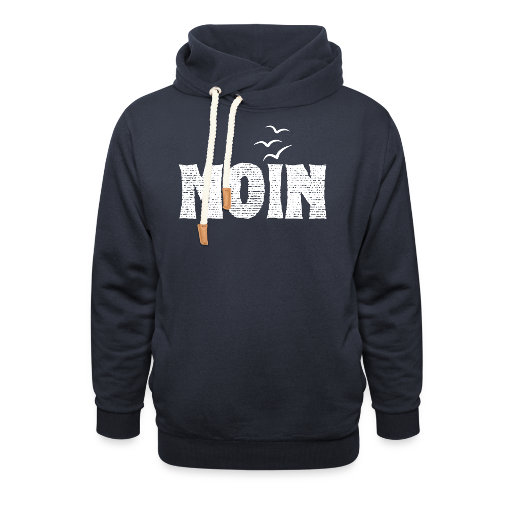 Unisex Schalkragen Hoodie - Moin Möwen Schatten (weiß) - Navy