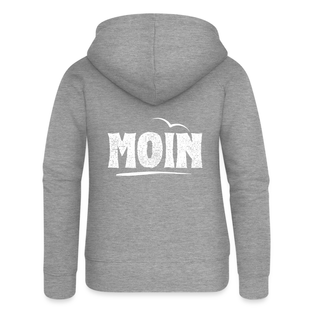 Frauen Premium Kapuzenjacke - Moin Schatten Möwe (weiß) - Grau meliert