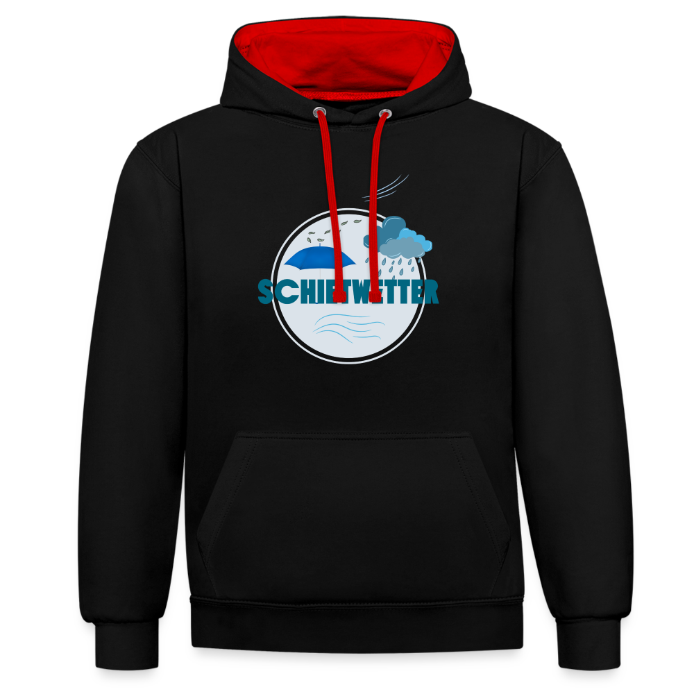 Kontrast-Hoodie - Schietwetter rund - Schwarz/Rot