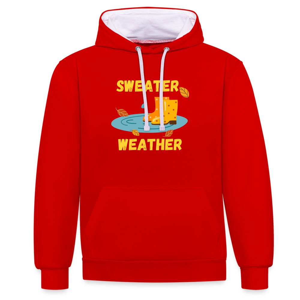 Kontrast-Hoodie - Sweater Weather (gelb) - Rot/Weiß