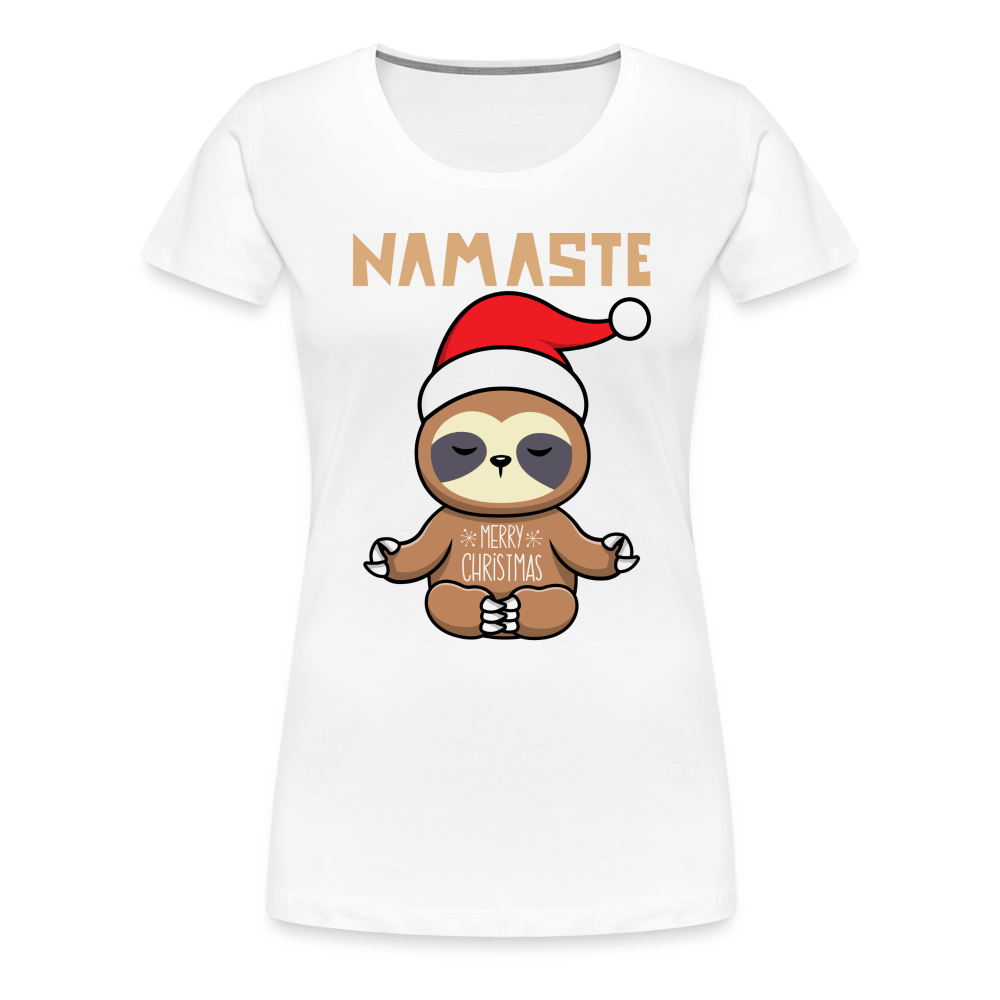 Frauen Premium T-Shirt - Christmas Yoga Faultier - weiß
