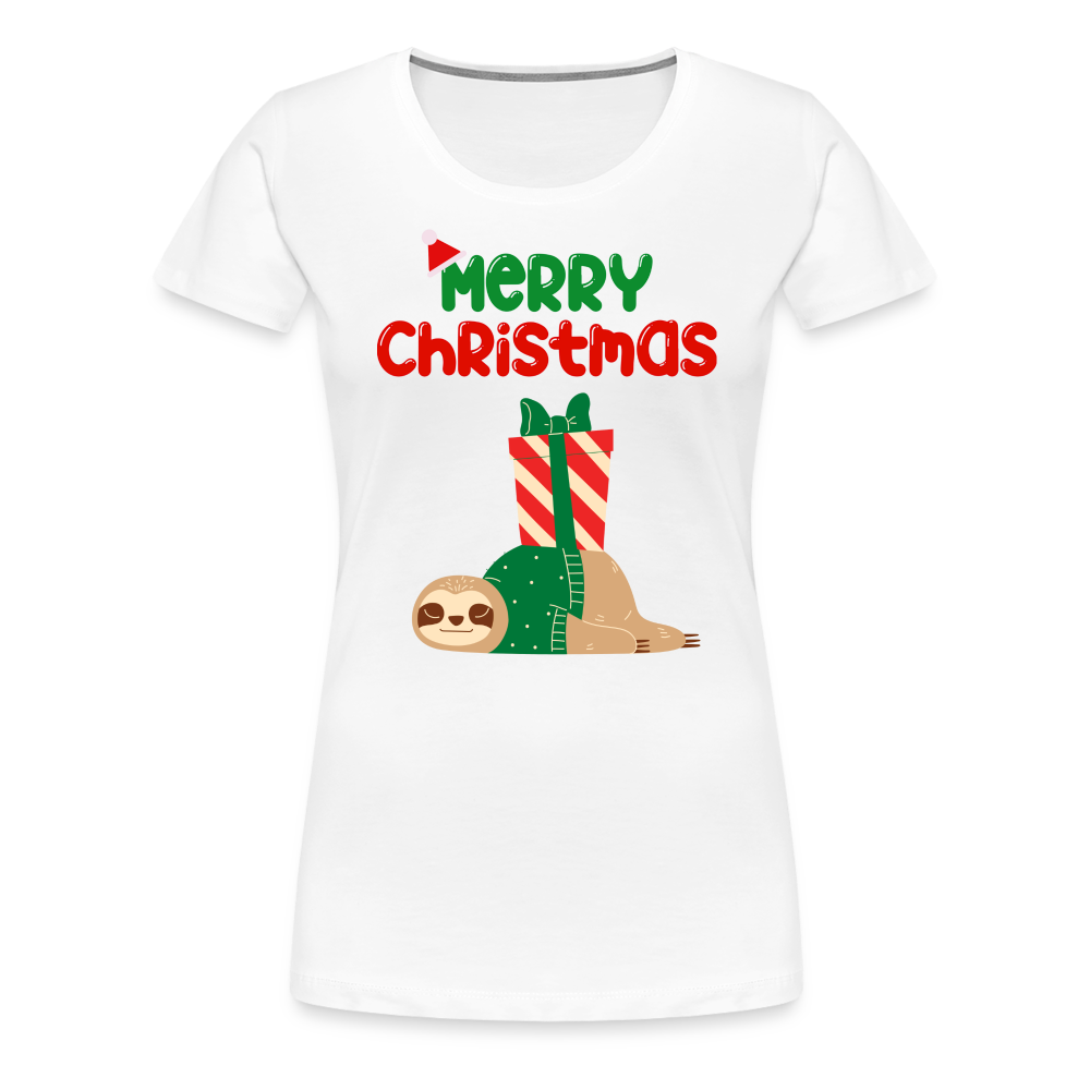 Frauen Premium T-Shirt - Merry Christmas Faultier schlafend - weiß