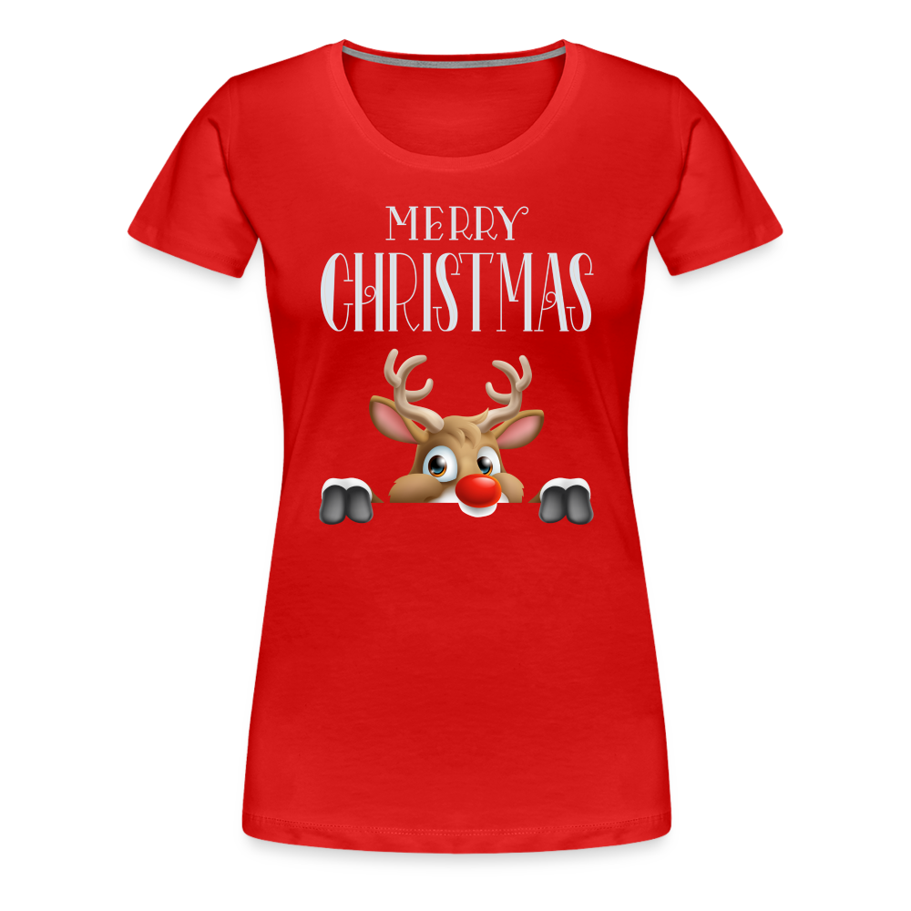 Frauen Premium T-Shirt - Merry Christmas Red Nose - Rot