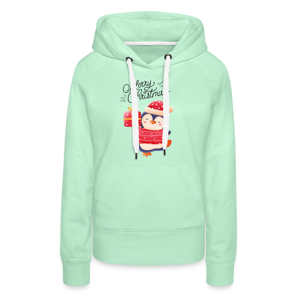 Frauen Premium Hoodie - Merry Christmas Penguin - helles Mintgrün