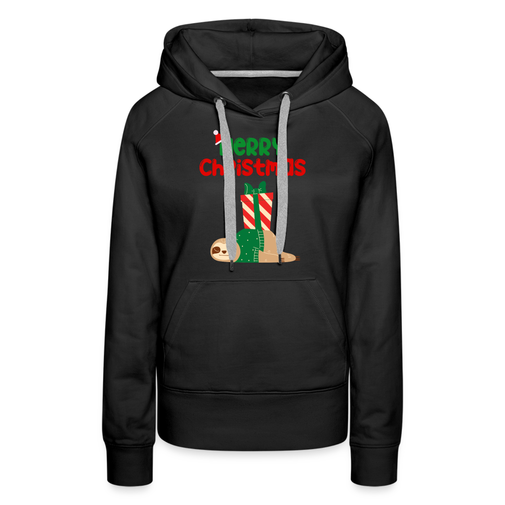 Frauen Premium Hoodie - Merry Christmas Faultier schlafend - Schwarz