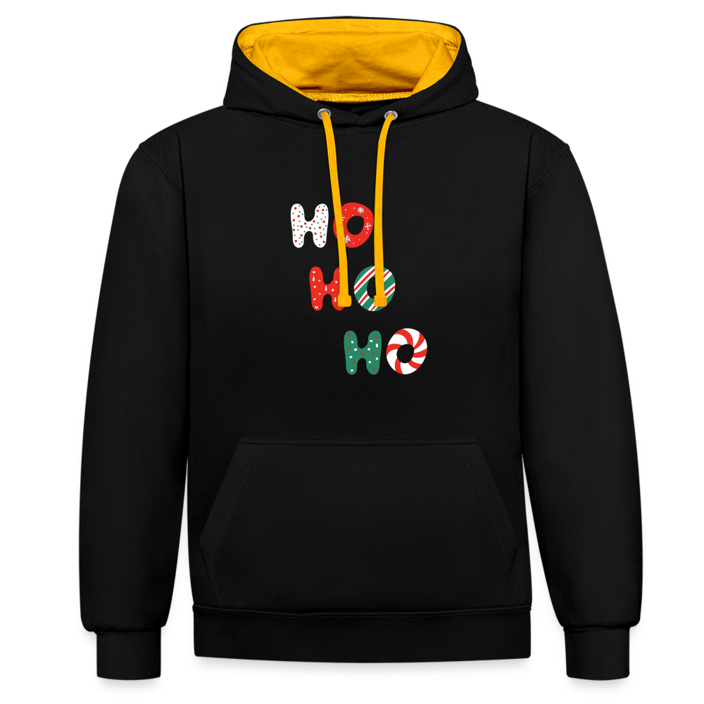 Kontrast-Hoodie - Hohoho rotweißgrün - Schwarz/Gold