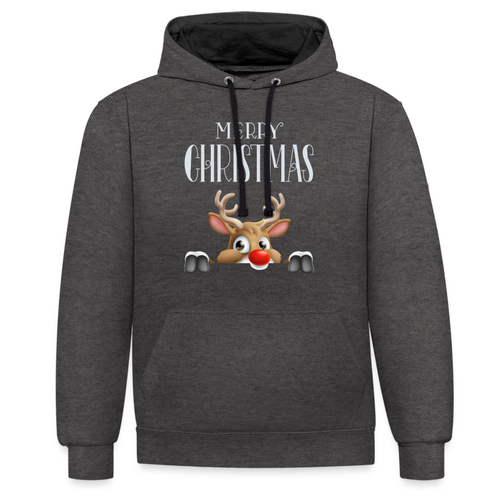 Kontrast-Hoodie - Merry Christmas Red Nose - Anthrazit/Schwarz