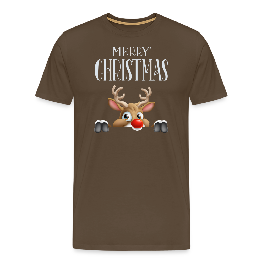 Männer Premium T-Shirt - Merry Christmas Red Nose - Edelbraun