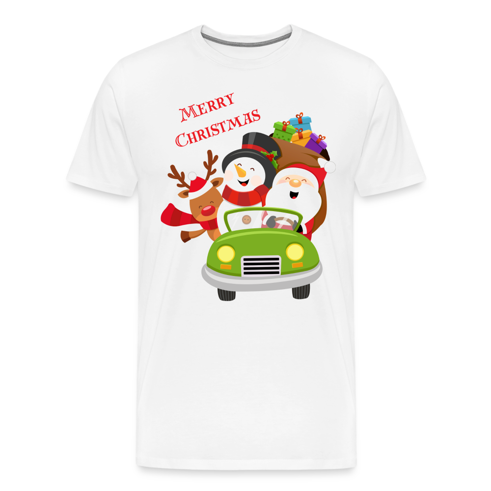 Männer Premium T-Shirt - Christmas Car - weiß