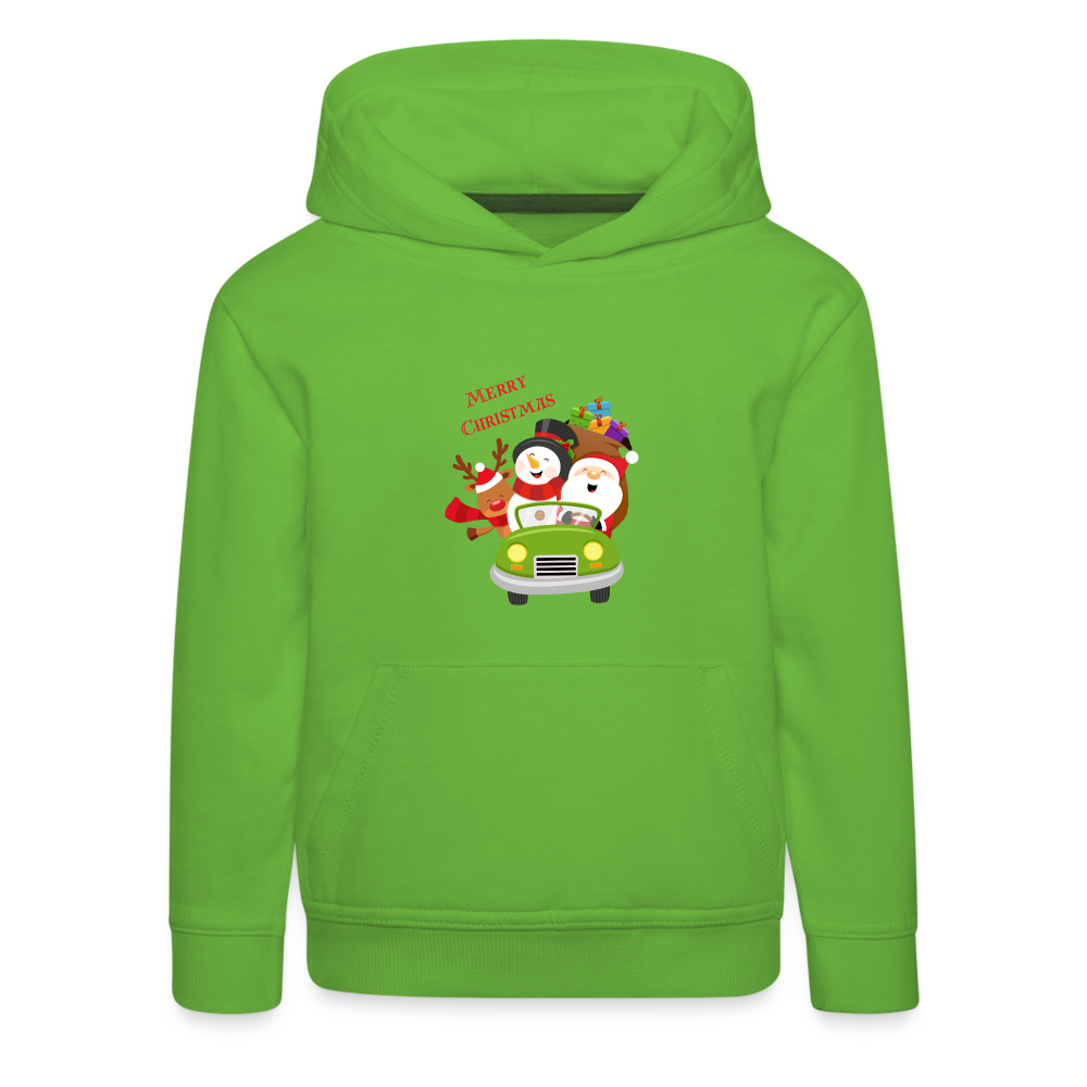 Kinder Premium Hoodie - Christmas Car - Hellgrün