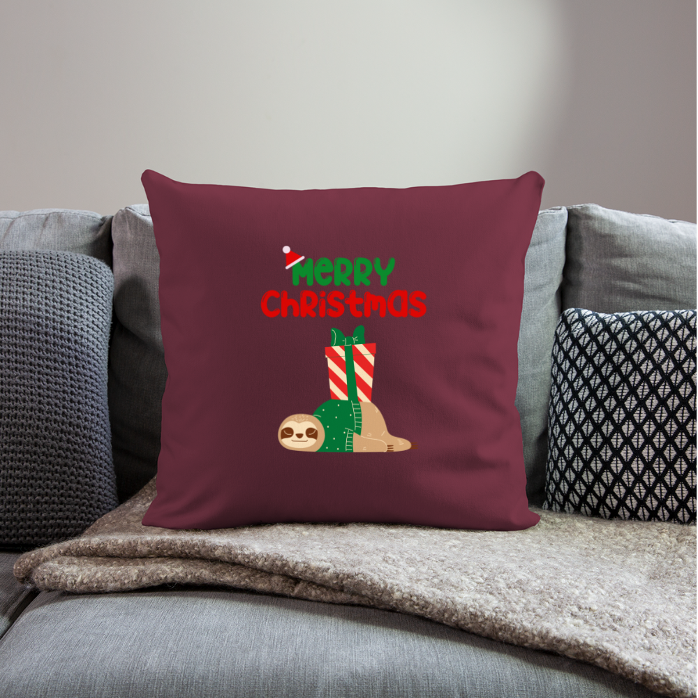 Sofakissen mit Füllung 44 x 44 cm - Christmas Faultier schlafend - Burgunderrot