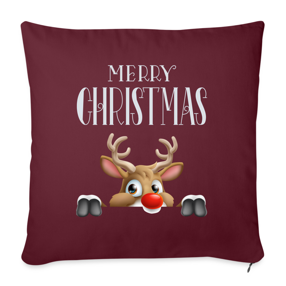 Sofakissen mit Füllung 44 x 44 cm - Merry Christmas Red Nose - Burgunderrot