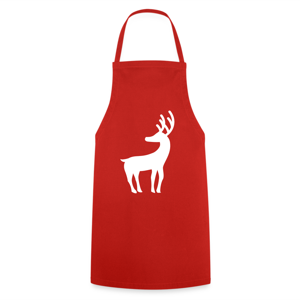 Kochschürze - Weißer Elch - Rot