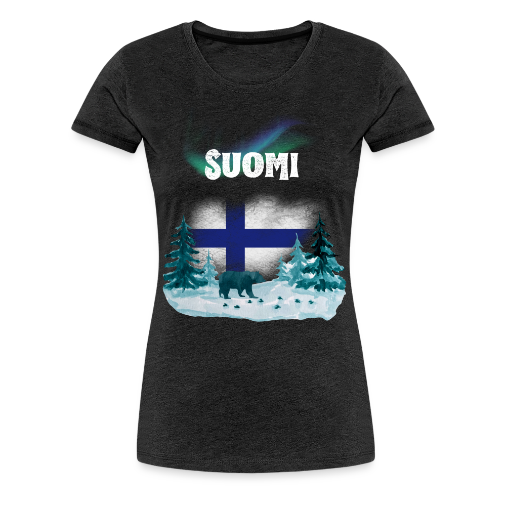Frauen Premium T-Shirt - Suomi Bär - Anthrazit