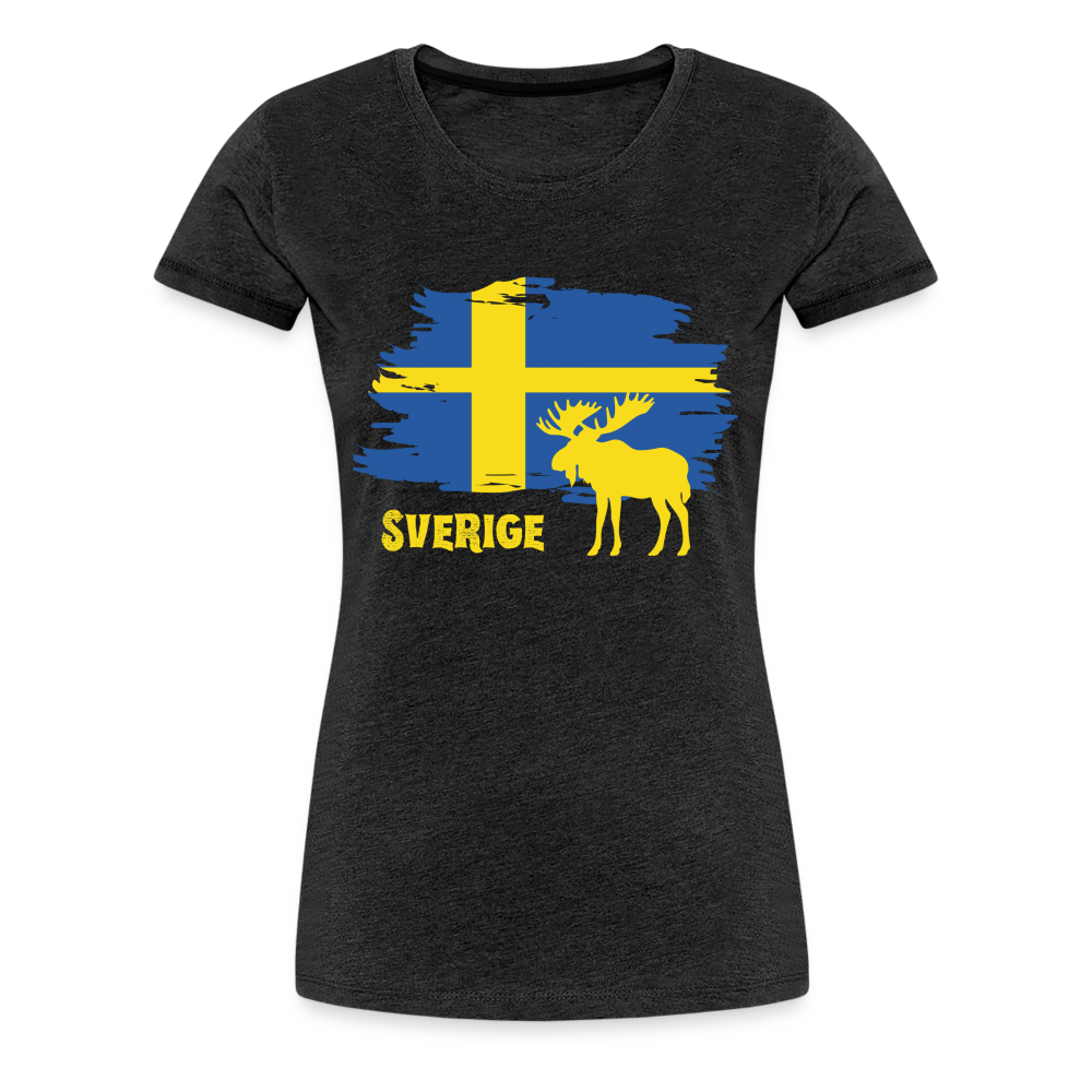 Frauen Premium T-Shirt - Sverige Elch (gelb) - Anthrazit