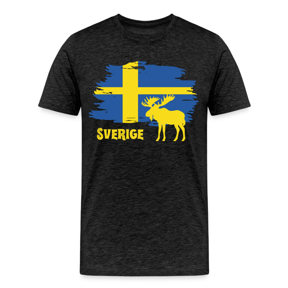 Männer Premium T-Shirt - Sverige Elch (gelb) - Anthrazit