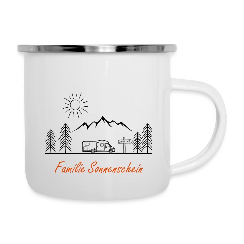 Emaille-Tasse - Camper Life personalisierbar - weiß