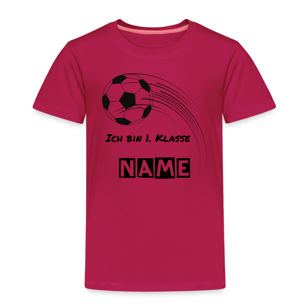 Kinder Premium T-Shirt - Ich bin 1. Klasse Fußball personalisierbar - dunkles Pink