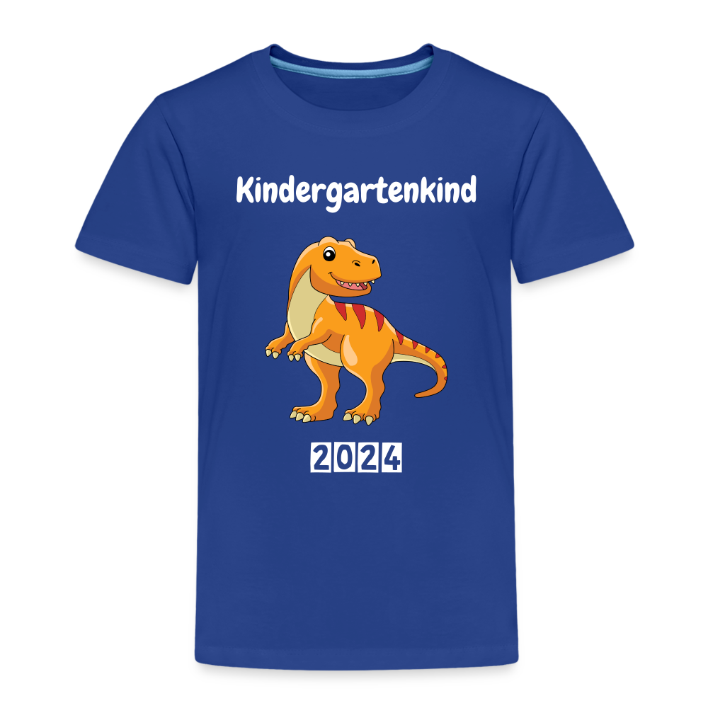 Kinder Premium T-Shirt - Kindergartenkind T-Rex gelb personalisierbar - Königsblau