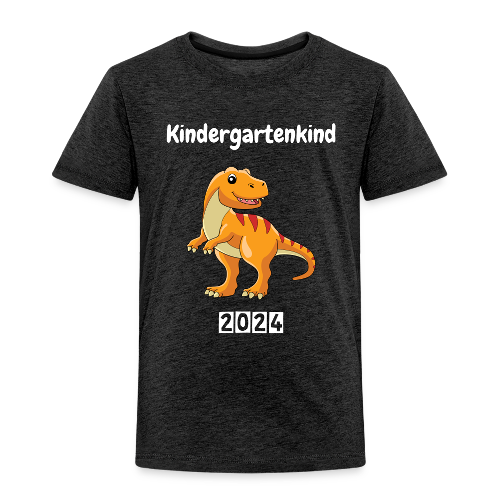 Kinder Premium T-Shirt - Kindergartenkind T-Rex gelb personalisierbar - Anthrazit