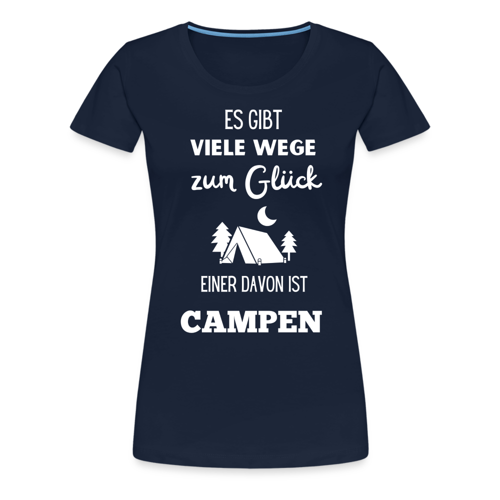 Frauen Premium T-Shirt - Camping Glück - Navy