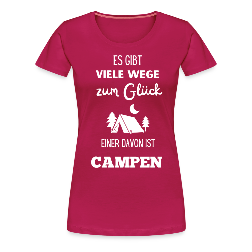 Frauen Premium T-Shirt - Camping Glück - dunkles Pink