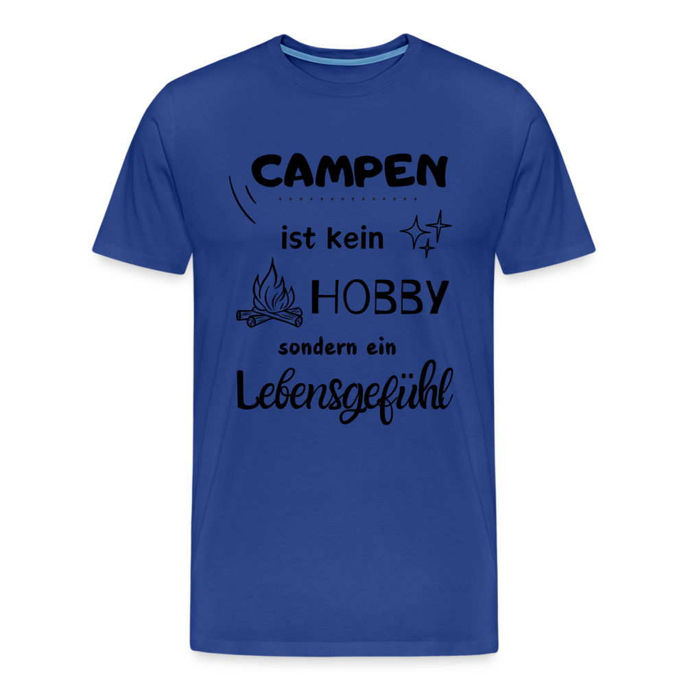 Männer Premium T-Shirt - Campen Lebensgefühl (schwarzer Druck) - Königsblau