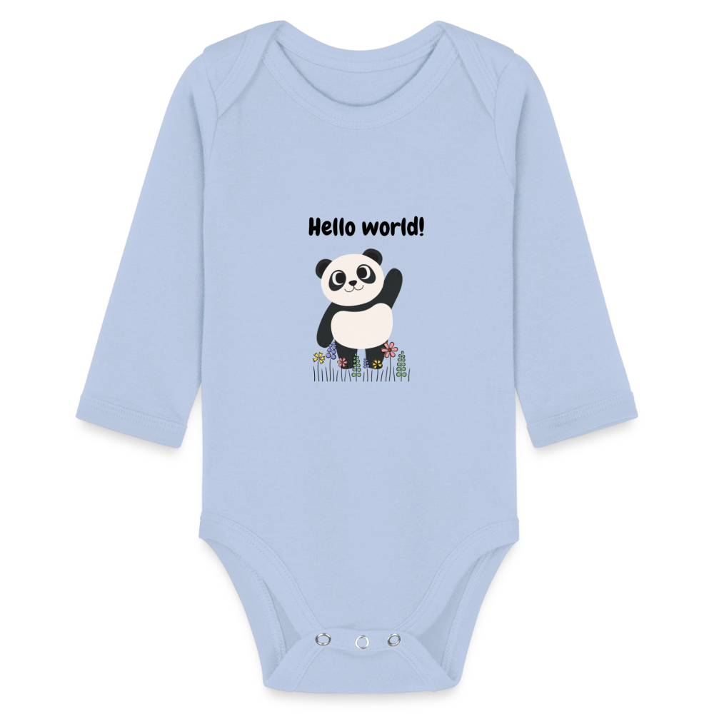 Baby Bio-Langarm-Body - Hello world - Sky