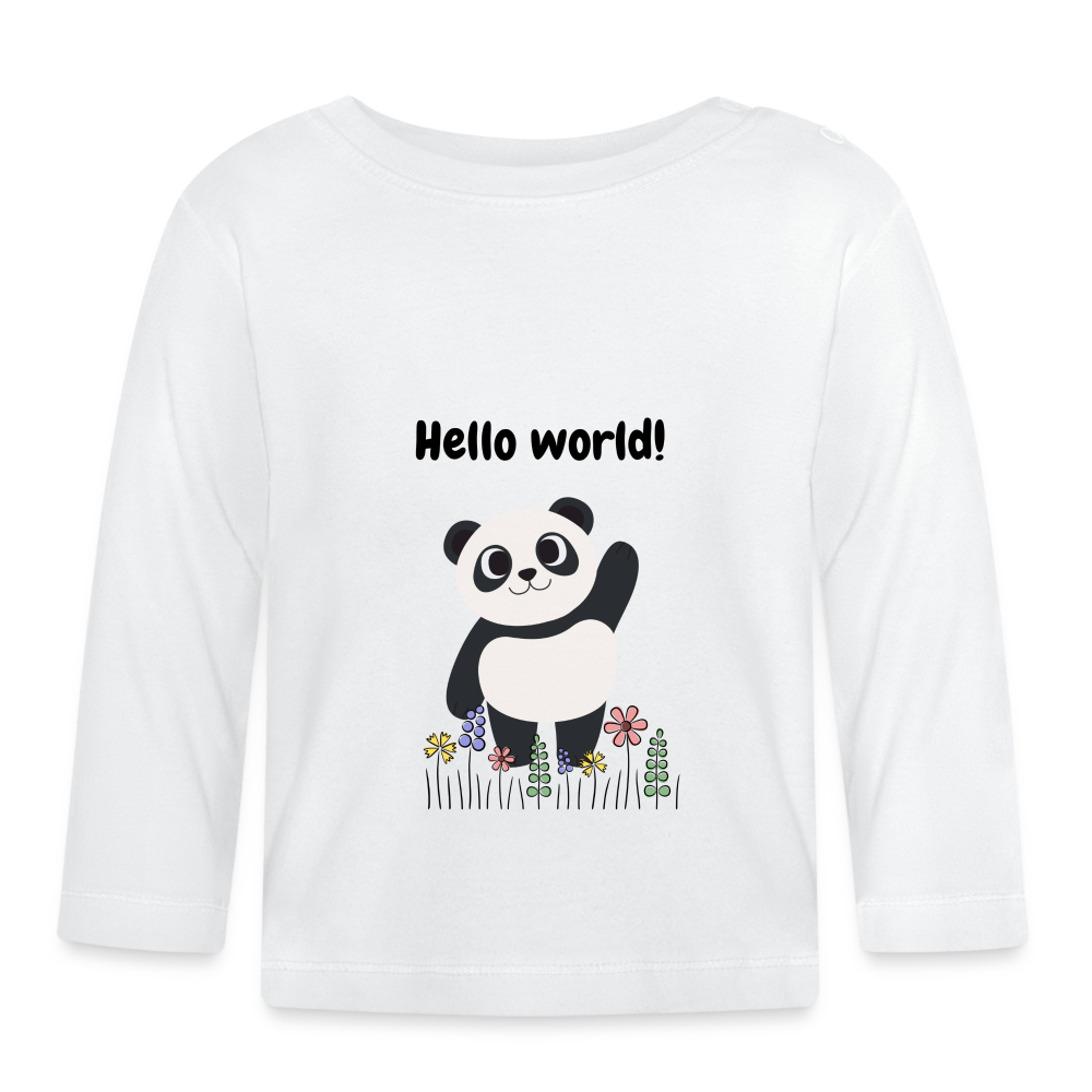 Baby Langarmshirt - Hello world - weiß