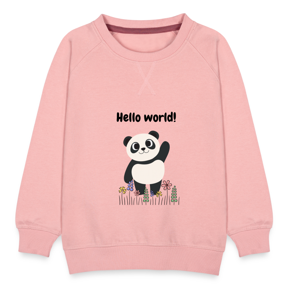 Kinder Premium Pullover- Hello world - Kristallrosa