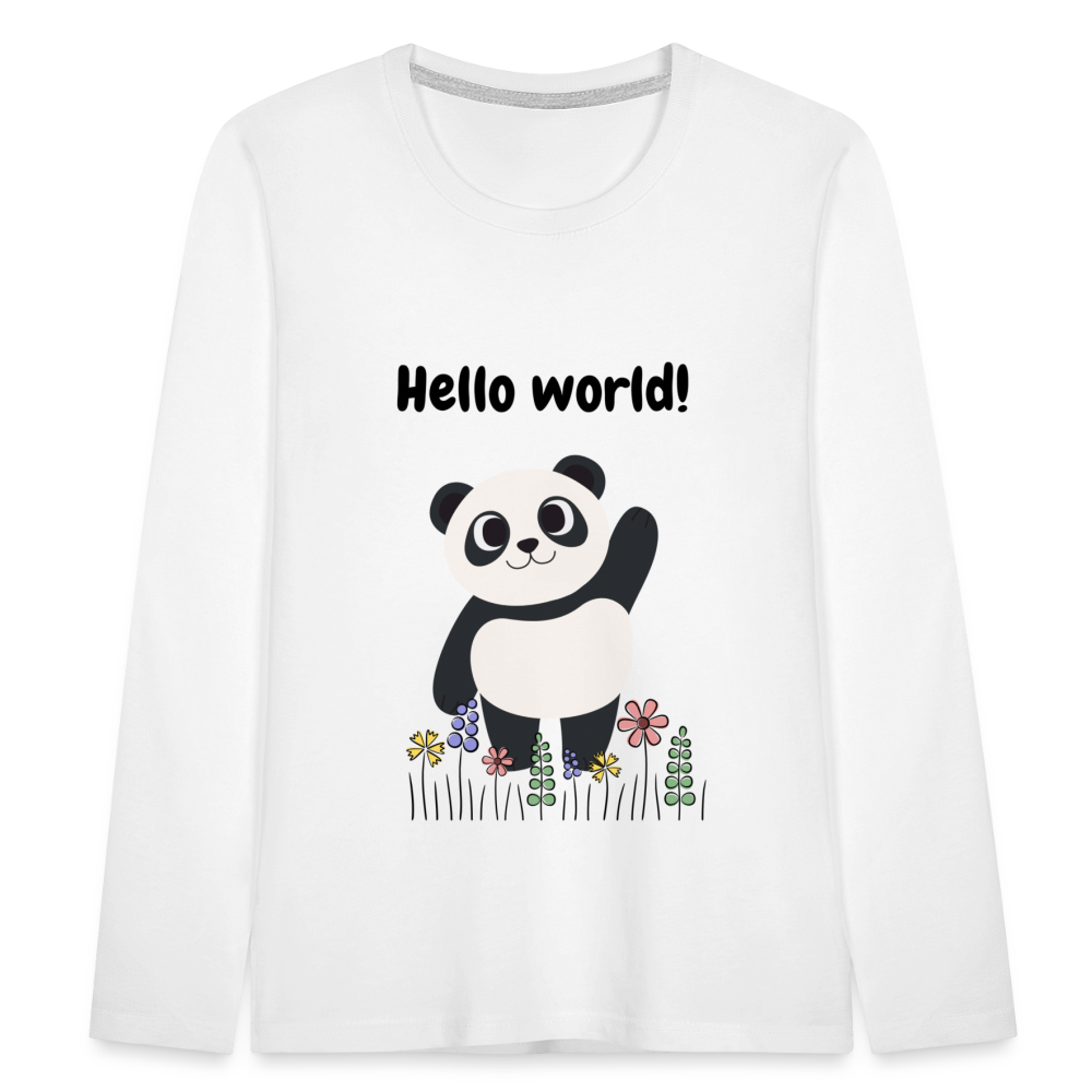 Kinder Premium Langarmshirt - Hello world - weiß