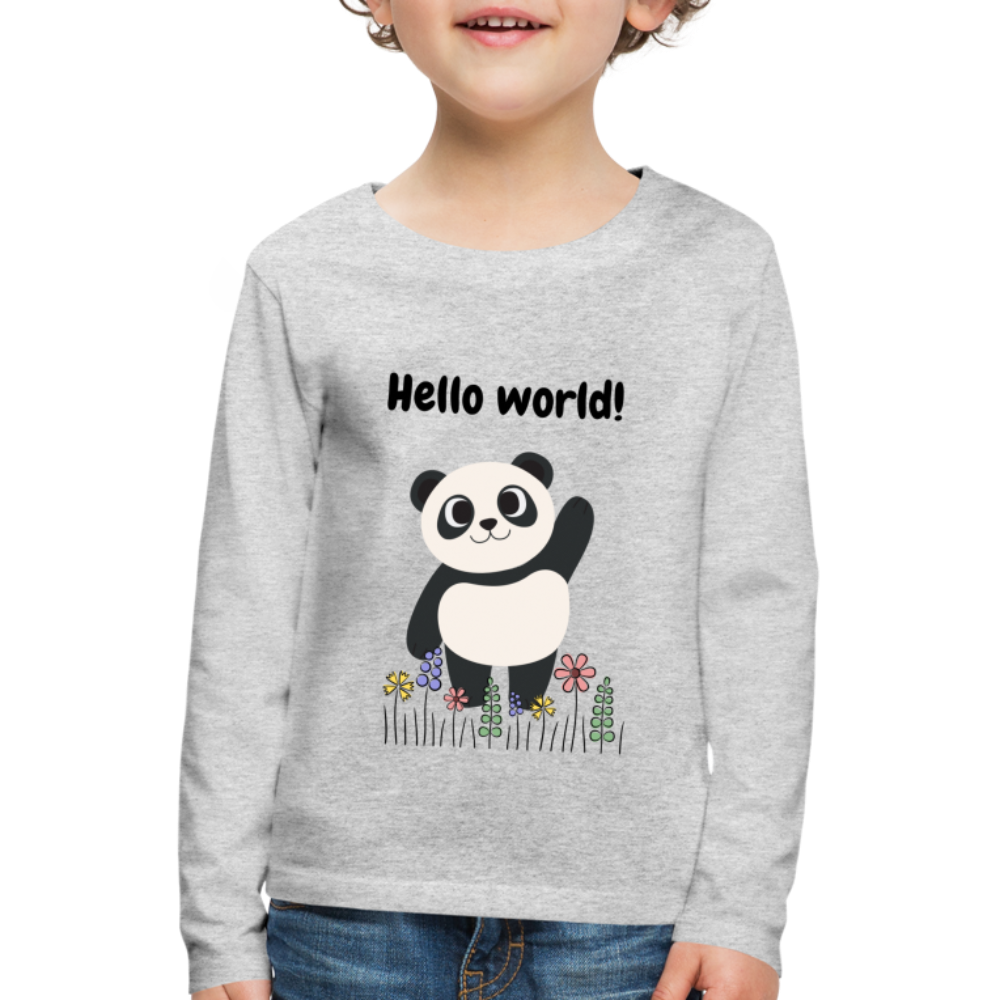 Kinder Premium Langarmshirt - Hello world - Grau meliert